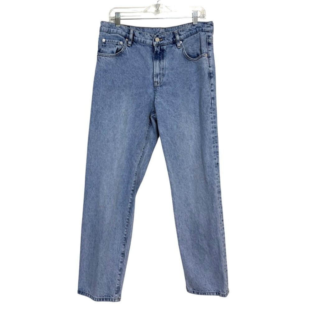 Massimo Dutti Womens Size 10 High-Waisted Straight-Leg Jeans Blue